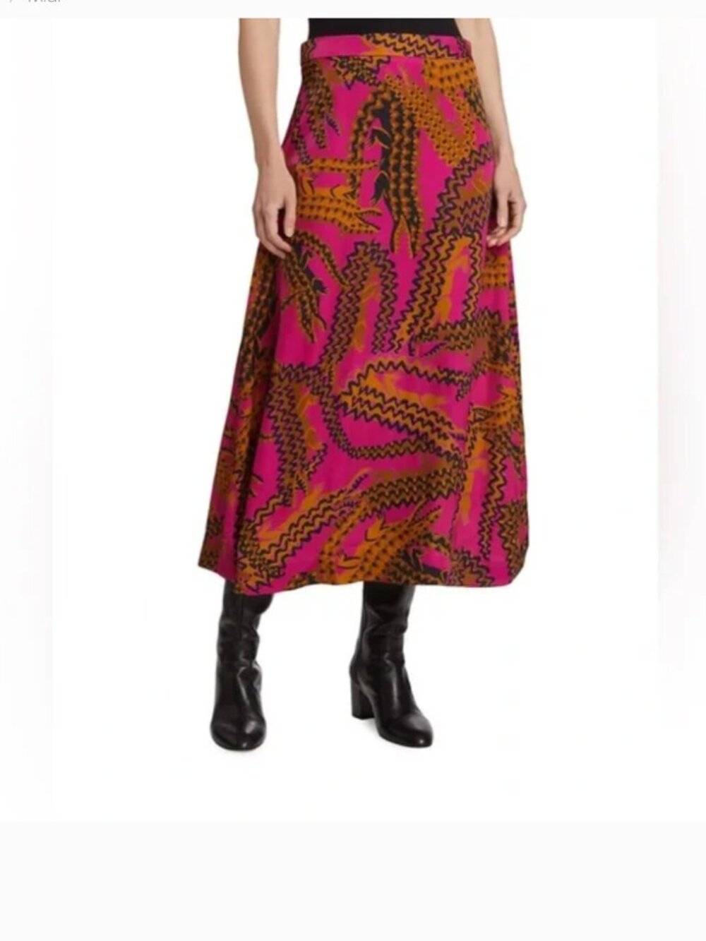 Farm Rio Women's Crocodile-print Satin Midi-skirt size S - Picture 2 of 13